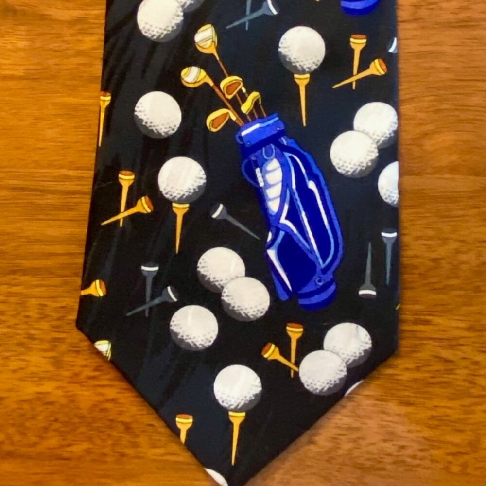 -Golf Themed Keith Daniels Paris Italy New York Play Ball Series  Men's Necktie